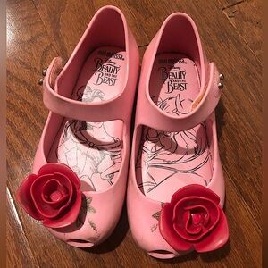Mini Melissa Ultra Pink Beauty & the Beast Toddler Rose Flats Girls Size 8